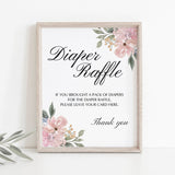 Pink floral baby printable diaper raffle sign by LittleSizzle