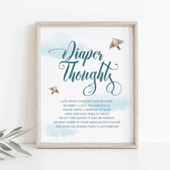 Blue boy shower diaper thoughts station printable by LittleSizzle