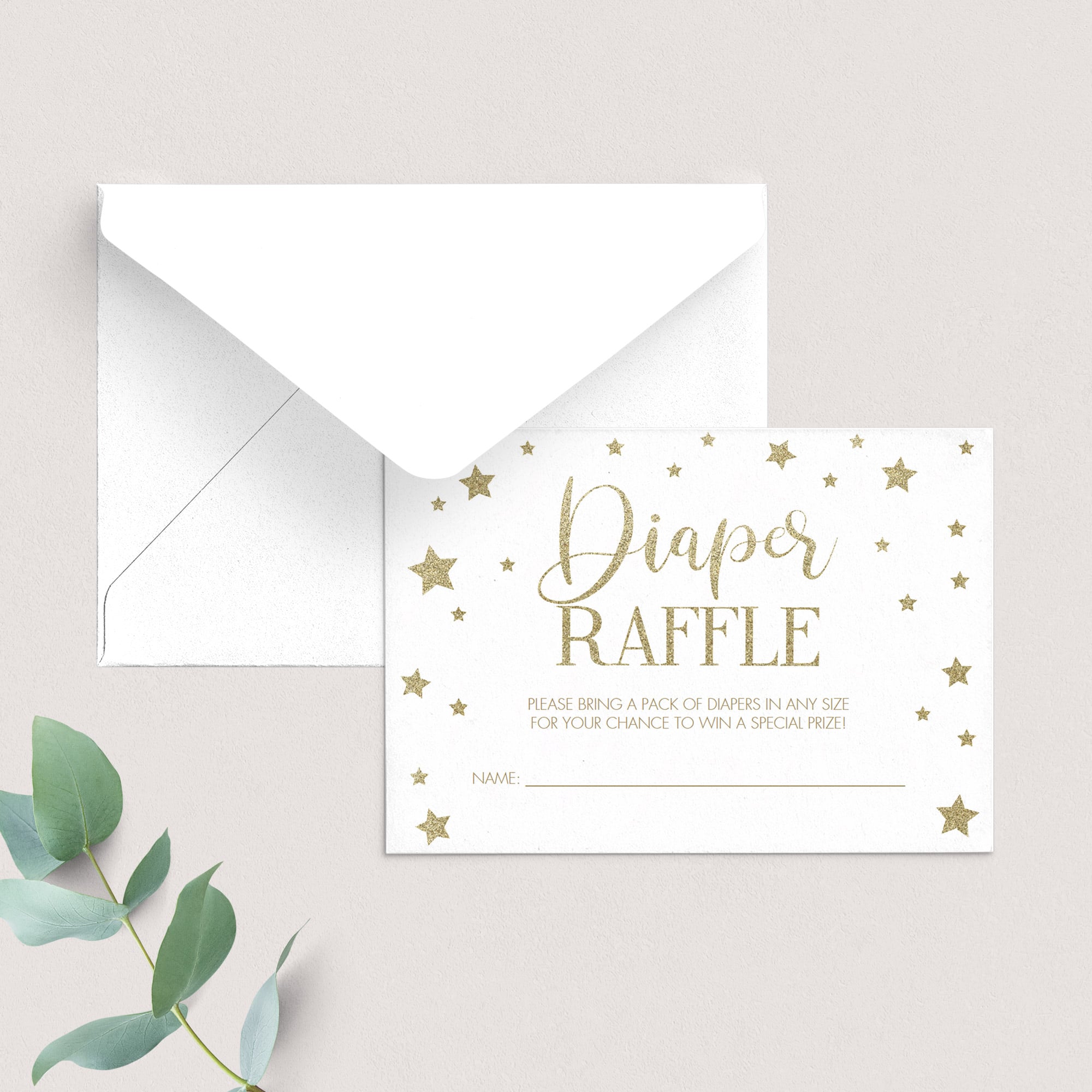 Gold diaper raffle baby shower cards printable by LittleSizzle