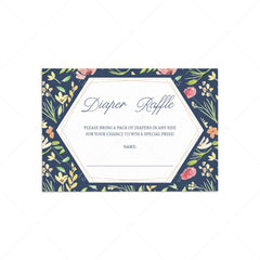 Diaper raffle ticket with floral pattern printable by LittleSizzle