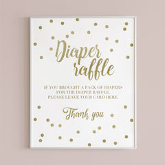 Printable diaper raffle game decor gold confetti by LittleSizzle