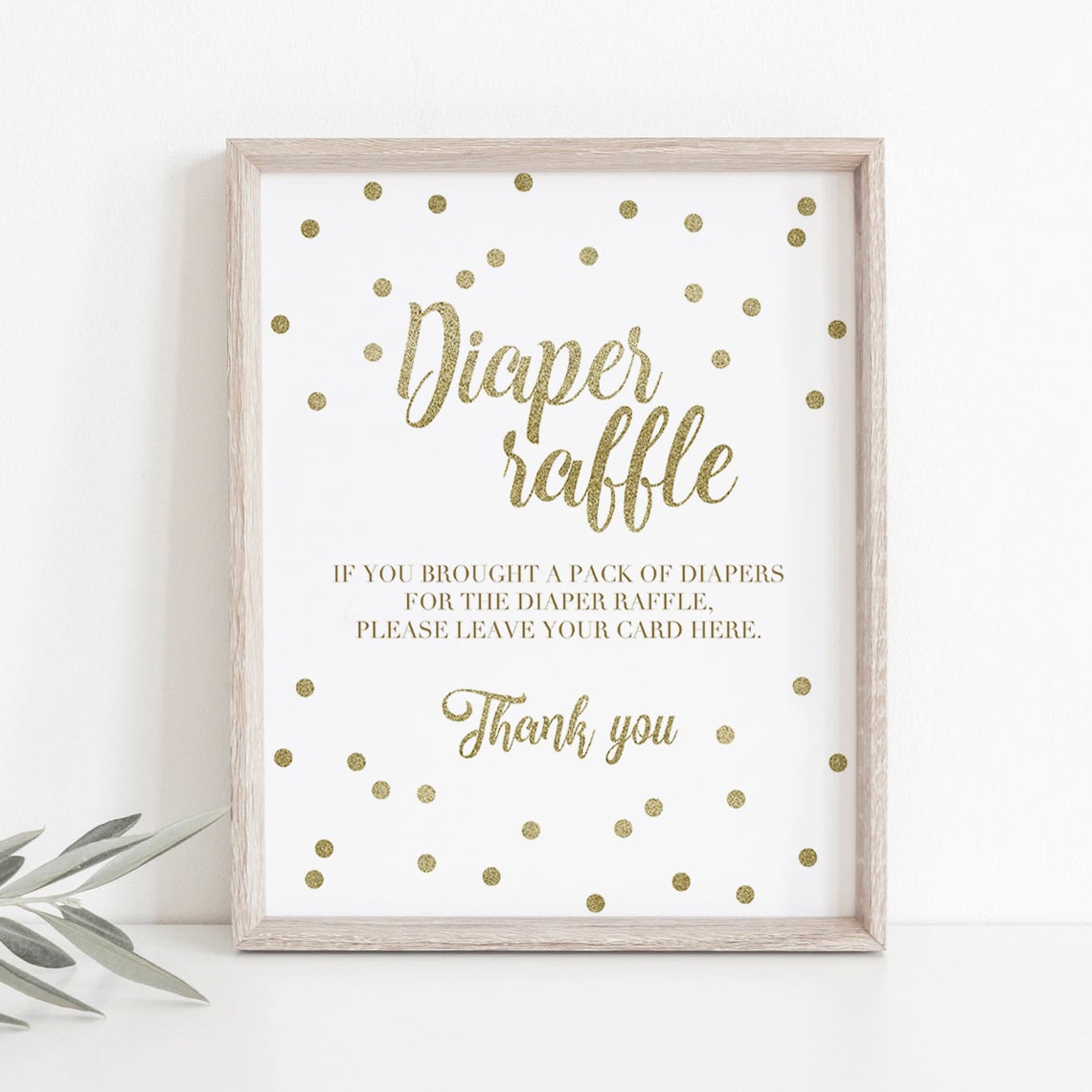 Gold confetti diaper raffle printables by LittleSizzle