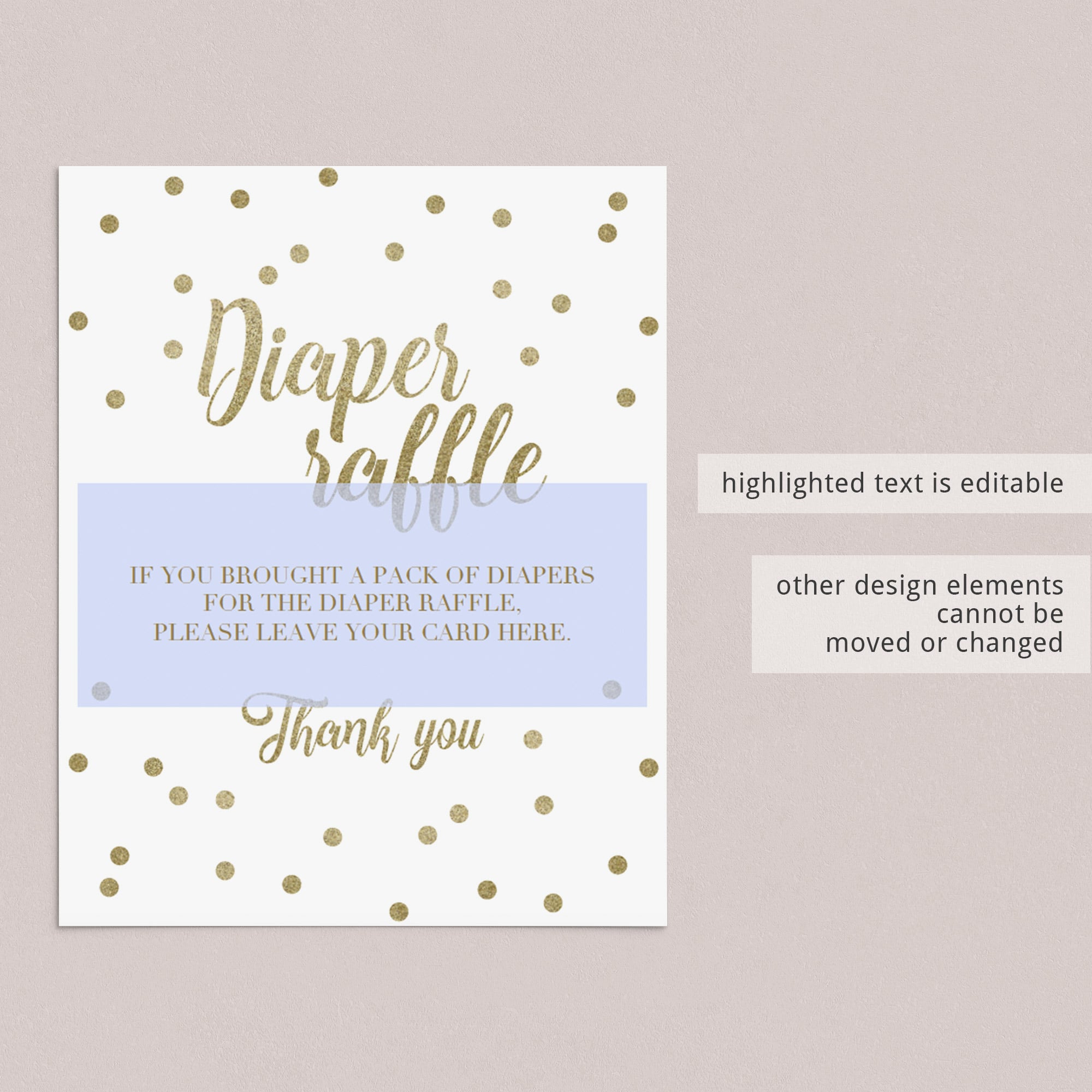 Editable gold shower decor template by LittleSizzle