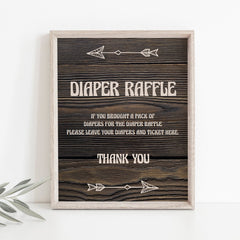 Printable diaper raffle sign with dark wood background by LittleSizzle