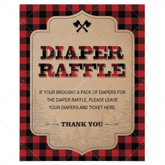 Diaper raffle table sign rustic baby shower by LittleSizzle