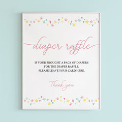 Printable diaper raffle sign for girl baby shower by LittleSizzle