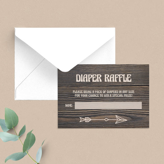 Diaper raffle insert template for wood themed shower by LittleSizzle