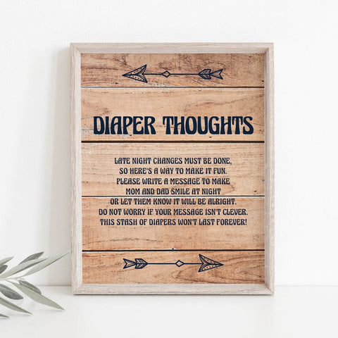 Printable Diaper Thoughts sign for woodland shower| Fun baby shower ...