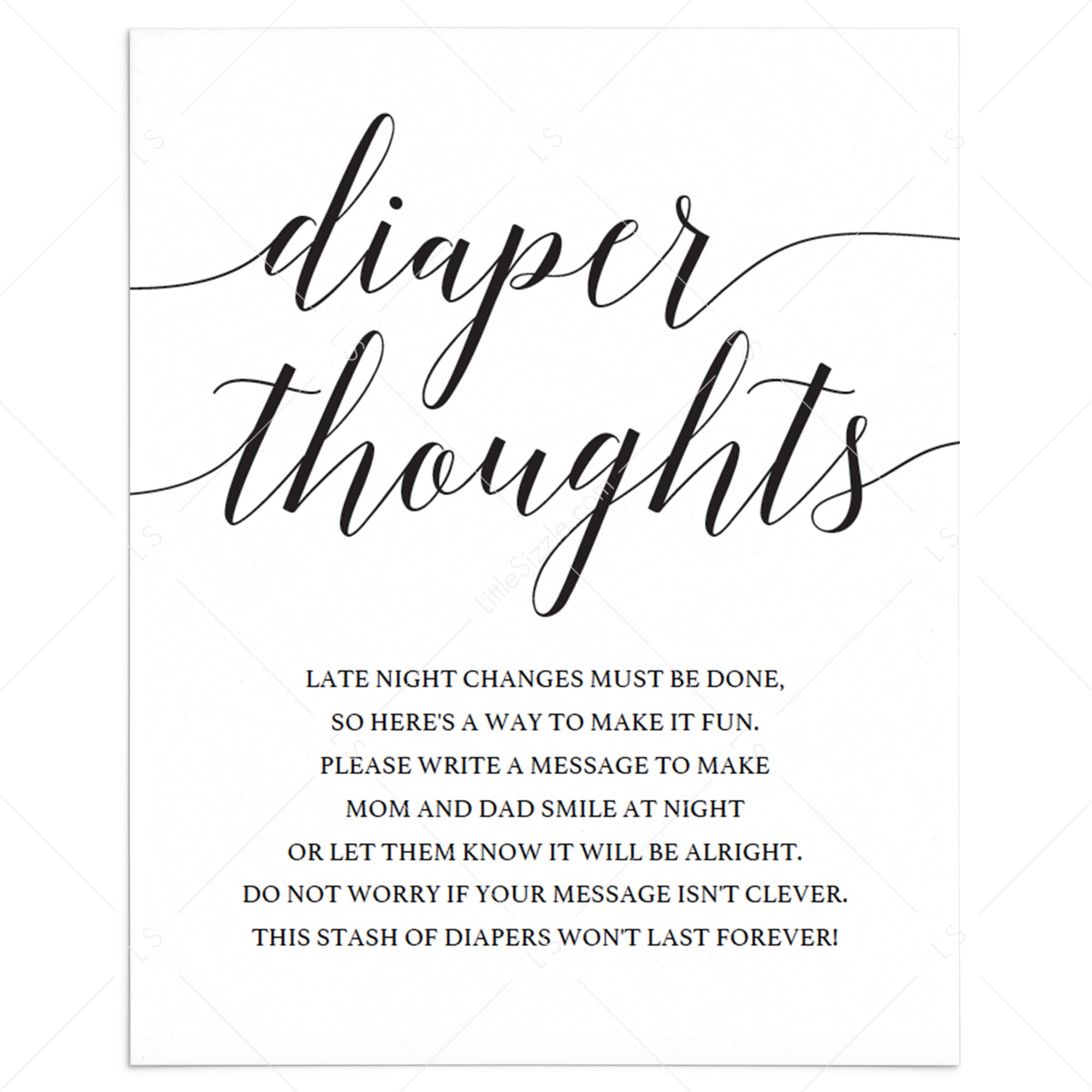 Simple diaper thoughts sign template by LittleSizzle