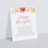 Pink Floral Diaper Thoughts Sign Instant Download