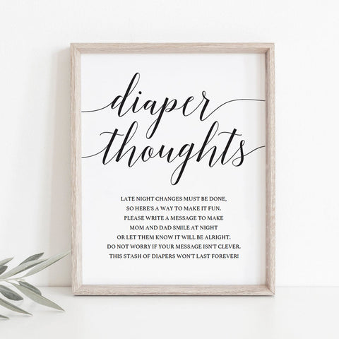 Diaper Thoughts Game Template with Calligraphy Font | Instant download ...