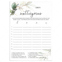 Naughty Bachelorette Game Dirty Scattergories Printable by LittleSizzle