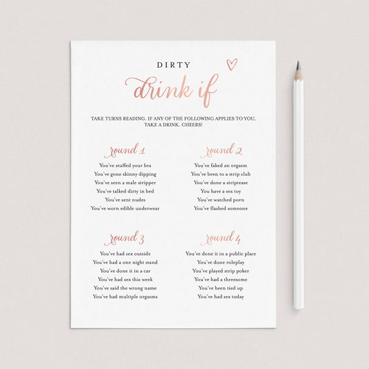 Drink If Bachelorette Game Rose Gold Printable by LittleSizzle