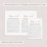 Dirty Minds Bachelorette Game Rose Gold Printable