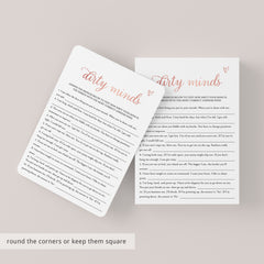 Dirty Minds Bachelorette Game Rose Gold Printable | Answers Included ...