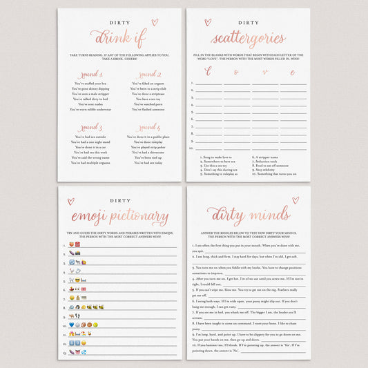 Rose Gold Bachelorette Dirty Games Pack Printable by LittleSizzle