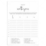 Adult Party Game Dirty Scattergories Printable by LittleSizzle