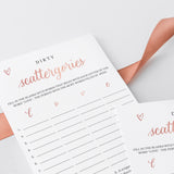 Rose Gold Hen Party Game Scattergories Printable