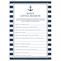 Nautical Bride's Dirty Little Secrets Game Printable by LittleSizzle
