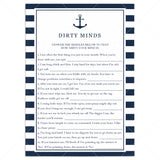 Printable Dirty Minds Game Nautical Theme by LittleSizzle