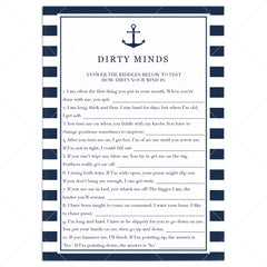 Printable Dirty Minds Game Nautical Theme by LittleSizzle