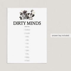 Bride or Die Theme Dirty Minds Game with Answers Printable