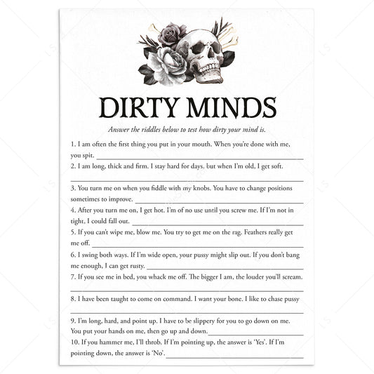 Bride or Die Theme Dirty Minds Game with Answers Printable by LittleSizzle