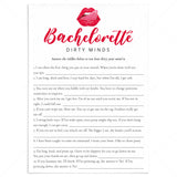 Bachelorette Party Game Dirty Minds with Answer Key by LittleSizzle