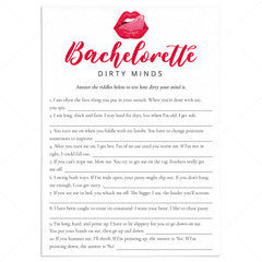 Bachelorette Party Game Dirty Minds with Answer Key by LittleSizzle