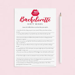 Bachelorette Party Game Dirty Minds with Answer Key by LittleSizzle