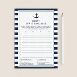 Nautical Hen Party Scattergories Game Printable by LittleSizzle
