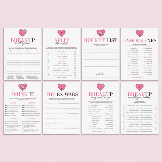 Breakup Party Game Bundle Printable by LittleSizzle