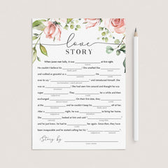 funny bridal shower mad libs love story printables by LittleSizzle