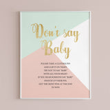 Modern baby shower games printable table sign do not say baby by LittleSizzle