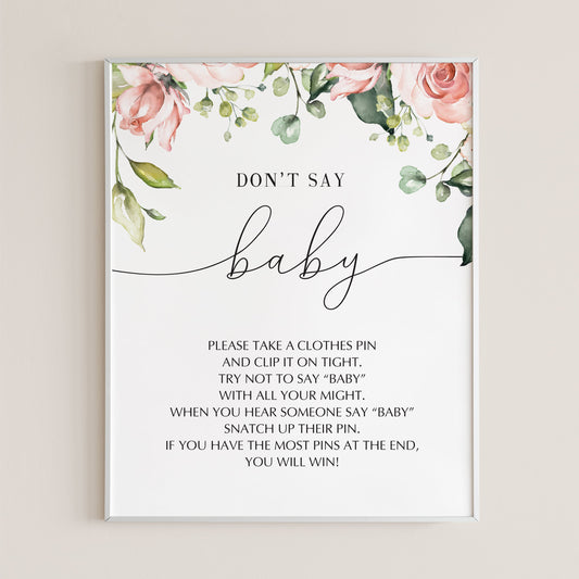 Printable baby shower Don't Say Baby game signs