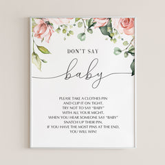 Dont say baby shower game floral theme by LittleSizzle