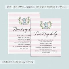 Baby elephant baby shower game dont say the word baby by LittleSizzle
