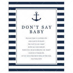 Dont say baby game sign for boy baby shower by LittleSizzle