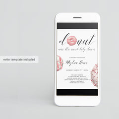 Donut Theme Baby Shower Invitation Set Templates for Girl