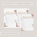 Burgundy and yellow baby shower games who knows mom best by LittleSizzle