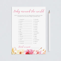 Fall Flowers Baby Shower Games Bundle Instant Download