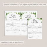 Instant download baby shower madlibs game cards for garden baby party by LittleSizzle