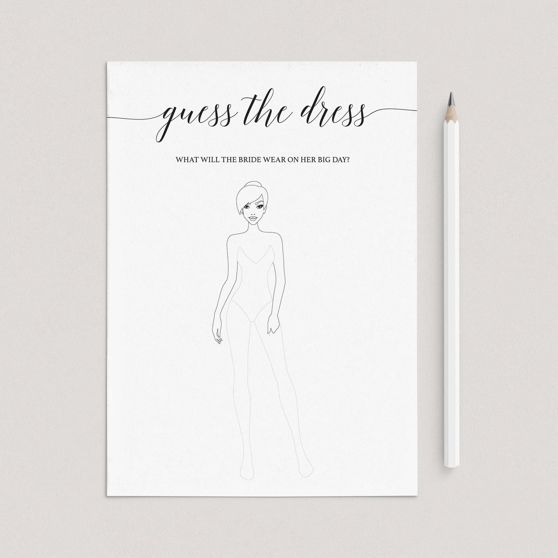 Guess The Dress Bridal Shower Games Printables | Instant download ...