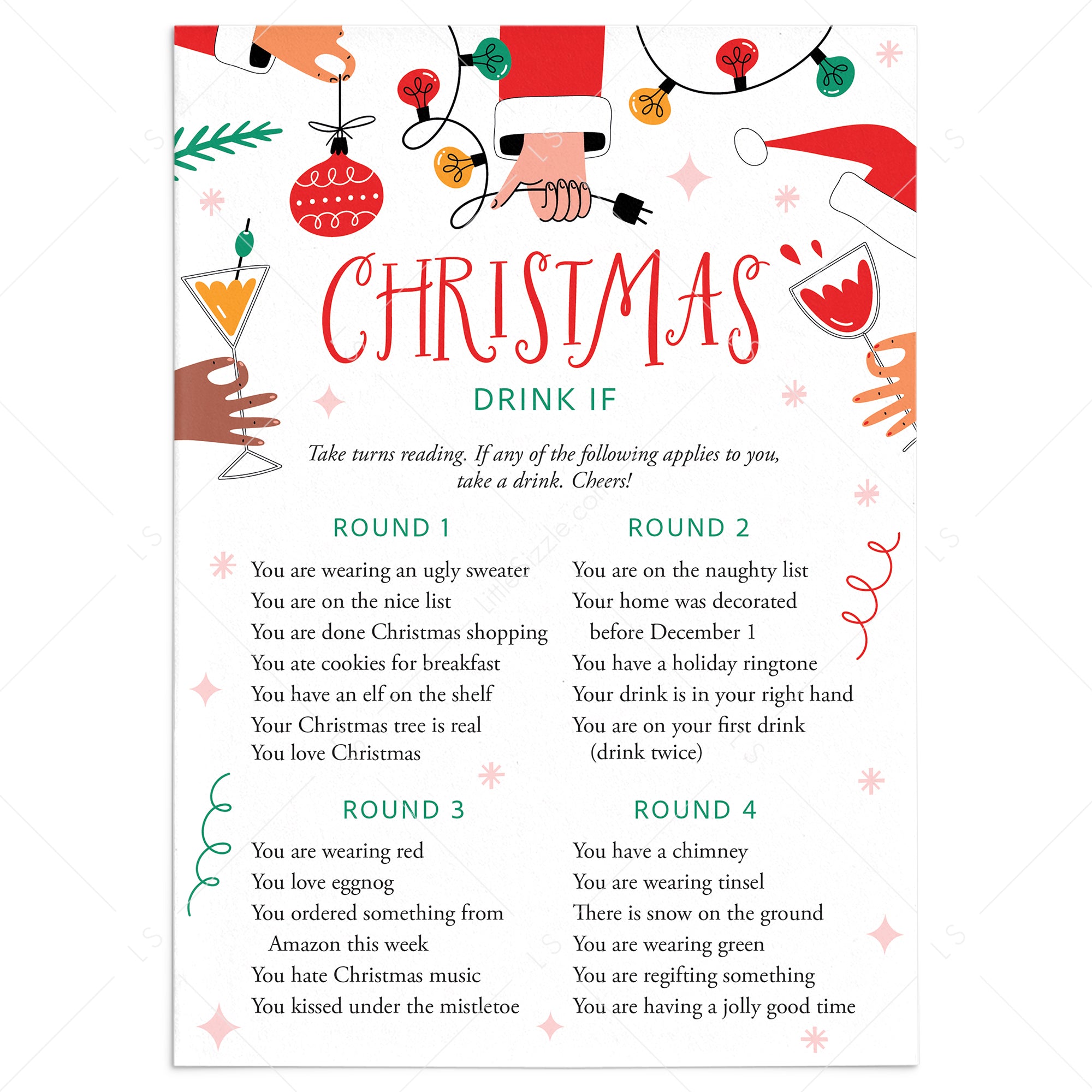Let's Get Lit Christmas Party Drinking Game by LittleSizzle