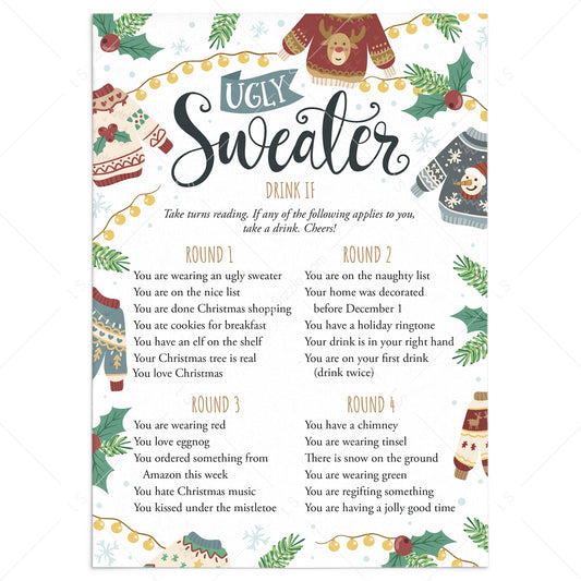 Ugly Sweater Party Drinking Game Printable by LittleSizzle