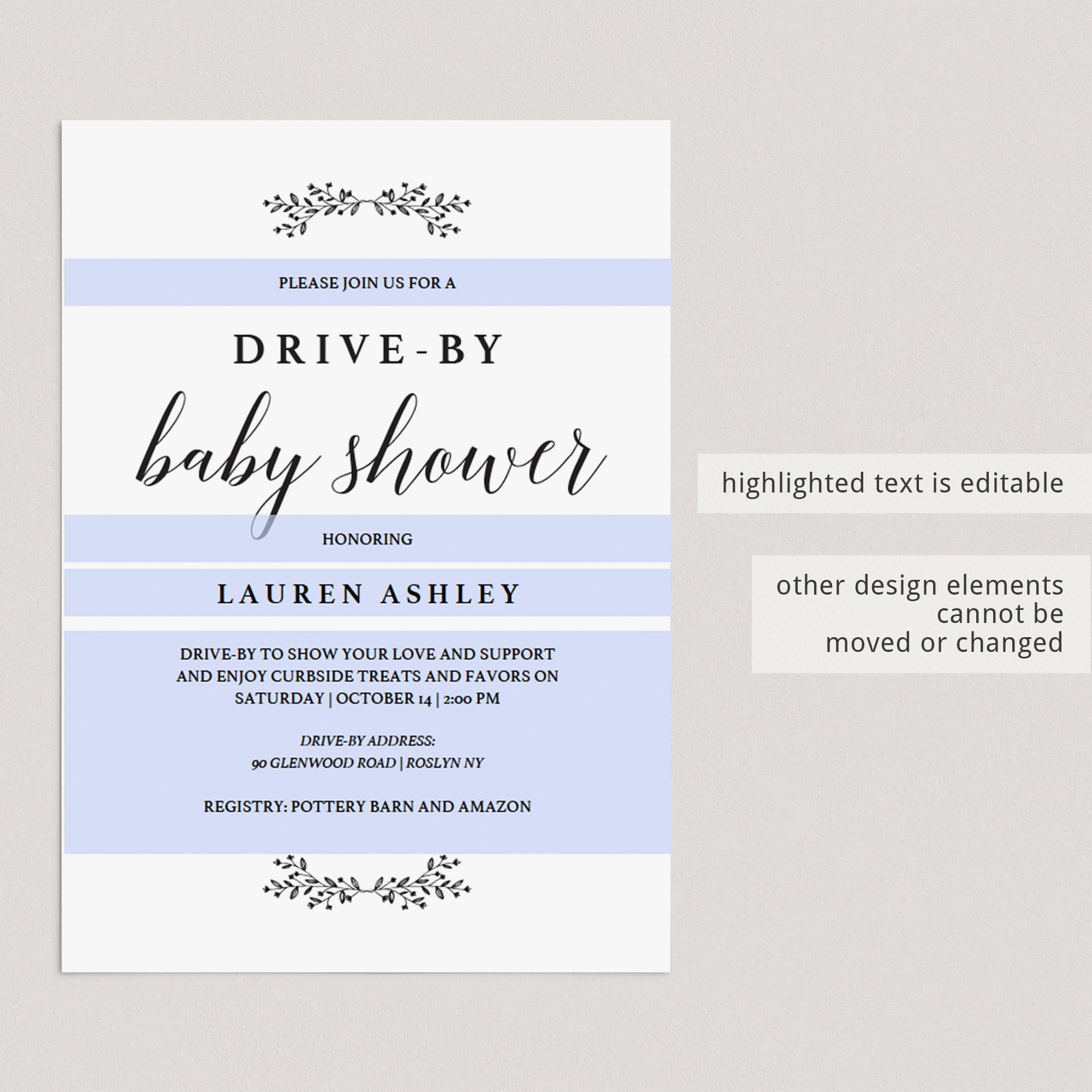 Editable drive-by baby shower invitations instant download by LittleSizzle