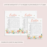Easter Word Search with Answer Key Printable