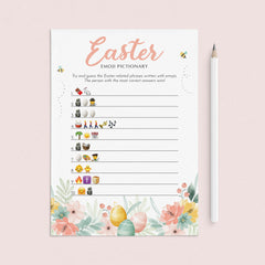 Easter Emoji Pictionary with Answers Printable by LittleSizzle