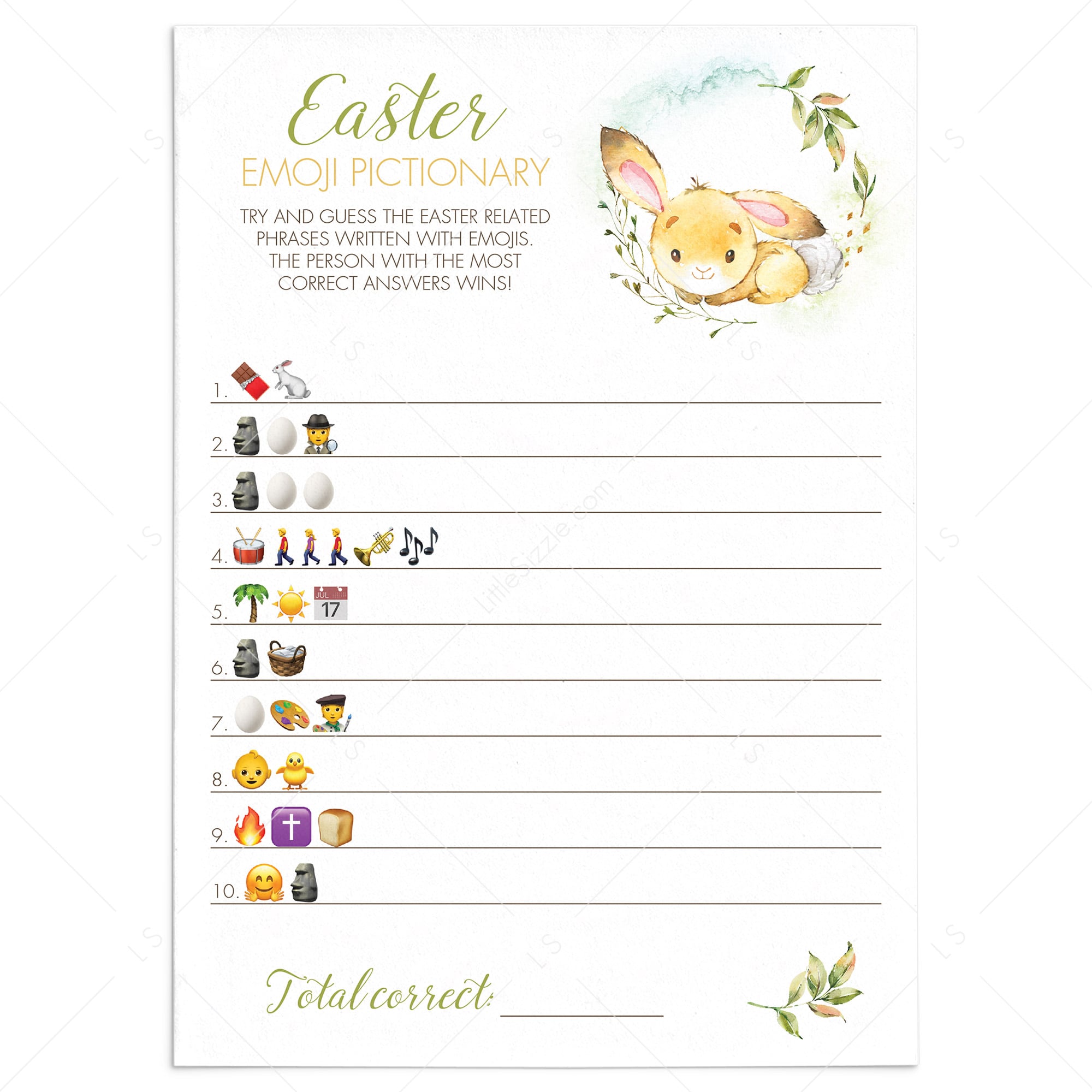 Easter Emoji Game To Print or Play Online by LittleSizzle