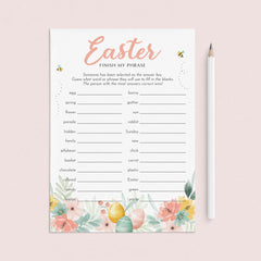 Easter Game for Groups Finish The Phrase Printable by LittleSizzle